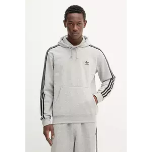 adidas Originals bluză 3-Stripes culoarea gri, cu glugă, cu imprimeu, JY1376 imagine