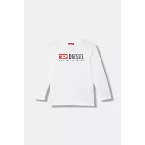 Diesel longsleeve din bumbac pentru copii TDROPS T-SHIRT culoarea alb, cu imprimeu, J02474 imagine