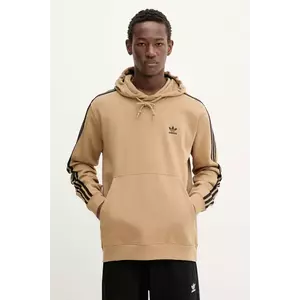 adidas Originals bluză 3-Stripes culoarea verde, cu glugă, cu imprimeu, JY1377 imagine