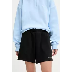 Tommy Jeans pantaloni scurți culoarea negru, uni, high waist, DW0DW21152 imagine