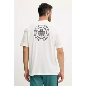 adidas Performance tricou de antrenament WORKOUT ESSENTIALS PLUS culoarea bej, cu imprimeu, KC5855 imagine