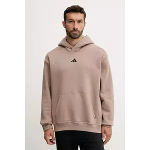 adidas Performance hanorac de antrenament POWER culoarea maro, cu glugă, uni, JZ6250 imagine