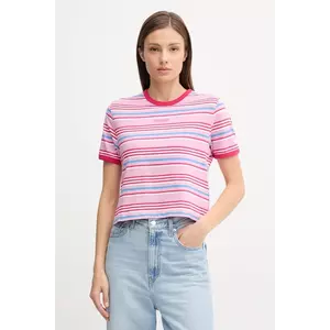 Tommy Jeans tricou din bumbac culoarea roz, DW0DW21391 imagine
