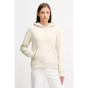 Tommy Jeans bluză culoarea bej, cu glugă, uni, DW0DW19958 imagine