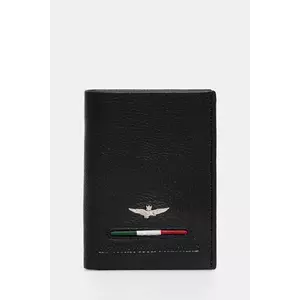 Aeronautica Militare portofel de piele barbati, culoarea negru imagine