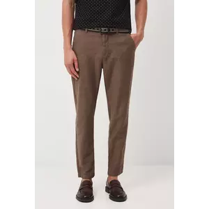 Medicine pantaloni din amestec de in culoarea maro, drept imagine