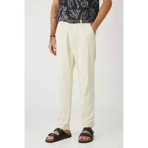 Medicine pantaloni din amestec de in culoarea bej, drept imagine