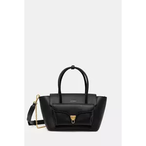 Coccinelle poșetă de piele DOUBLE BEAT culoarea negru, E1.T8A.18.02.01 imagine