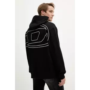 Diesel hanorac de bumbac S-MACS-HOOD-MEGOVAL-D culoarea negru, cu glugă, cu imprimeu, A11304.0GYCJ imagine