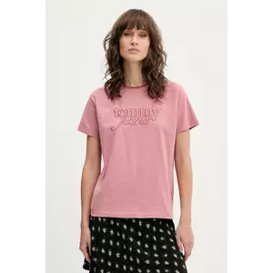 Tommy Jeans tricou din bumbac culoarea roz, DW0DW21388 imagine