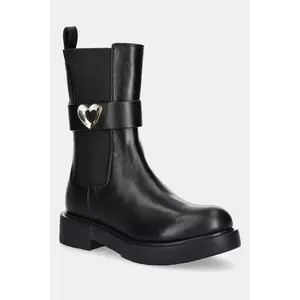 Love Moschino cizme de piele culoarea negru, cu toc plat, JA24044G1NIA0000 imagine
