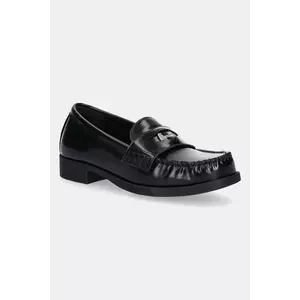 Love Moschino mocasini de piele culoarea negru, cu toc plat, JA10222G1NJD000A imagine