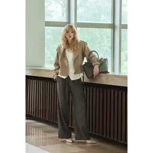 Answear.LAB pantaloni culoarea gri, lat, high waist imagine