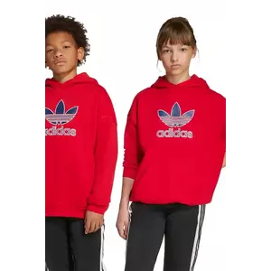 adidas Originals bluză copii culoarea rosu, cu glugă, cu imprimeu, JV8652 imagine