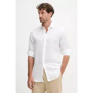 Frescobol Carioca cămașă de in culoarea alb, cu guler italian, slim, 1060.01 imagine