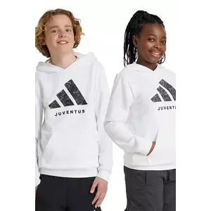 adidas Performance bluză copii JUVENTUS culoarea alb, cu glugă, cu imprimeu, IT3846 imagine