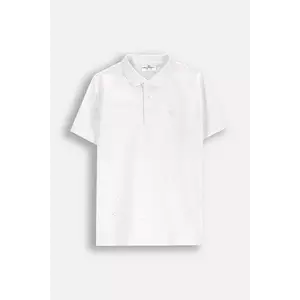 Coccodrillo tricouri polo din bumbac pentru copii culoarea alb, uni, BACK TO SCHOOL BOY imagine