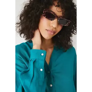 Medicine bluza din in culoarea verde, neted imagine