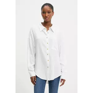 Answear.LAB cămașă de in culoarea alb, cu guler clasic, relaxed imagine