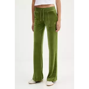 Juicy Couture pantaloni de trening din velur culoarea verde, uni, JCSEBJ001G imagine