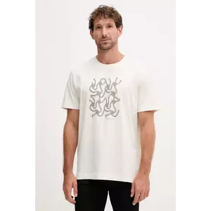 Joop! tricou din bumbac culoarea bej, cu imprimeu, 30047002 imagine