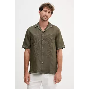 Frescobol Carioca cămașă de in culoarea verde, regular, 2588.842 imagine