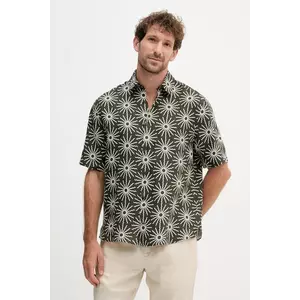 Frescobol Carioca cămașă de in culoarea verde, cu guler clasic, regular, 2592.840 imagine