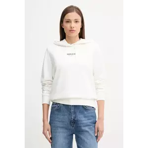 Tommy Jeans hanorac de bumbac culoarea alb, cu glugă, cu imprimeu, DW0DW20943 imagine