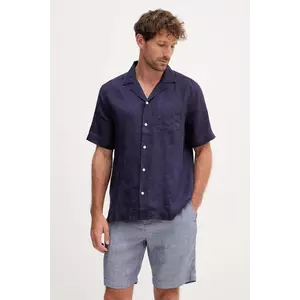 Frescobol Carioca cămașă de in culoarea bleumarin, relaxed, 2029.18 imagine