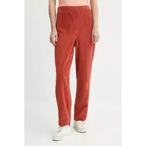 American Vintage pantaloni de catifea cord culoarea gri, drept, high waist, PADO137 imagine