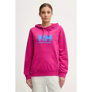 Helly Hansen hanorac de bumbac HH LOGO 2.0 femei, culoarea roz, cu glugă, cu imprimeu, 34460 imagine