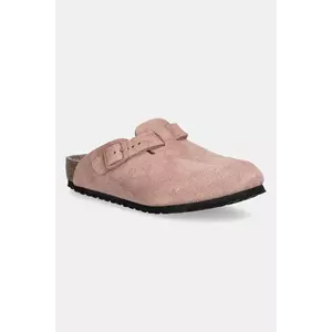Birkenstock papuci din piele întoarsă pentru copii Boston culoarea roz, 1030464 imagine