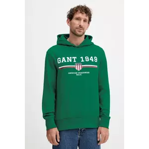 Gant bluză culoarea verde, cu glugă, cu imprimeu, 2067042 imagine