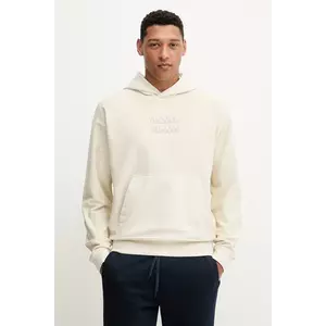 Napapijri hanorac de bumbac B-Comel culoarea bej, cu glugă, cu imprimeu, NP0A88Y8N1J1 imagine