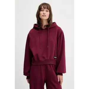 Rotate hanorac de bumbac culoarea bordo, cu glugă, uni, 1143872734 imagine