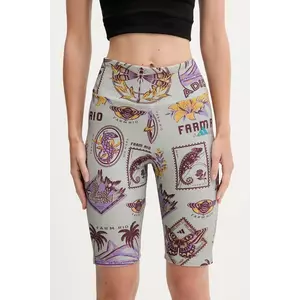 adidas pantaloni scurți x Farm Rio culoarea gri, cu imprimeu, high waist, JM8345 imagine