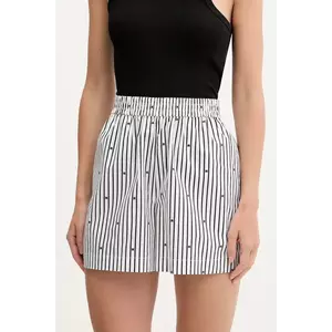 Rotate pantaloni scurți din bumbac culoarea negru, cu imprimeu, high waist, 114396000 imagine