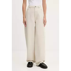 Rotate pantaloni de bumbac culoarea bej, lat, high waist, 1142981763 imagine