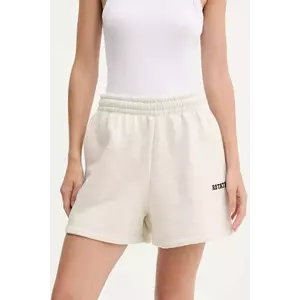 Rotate pantaloni scurți din bumbac culoarea bej, melanj, high waist, 1143833070 imagine