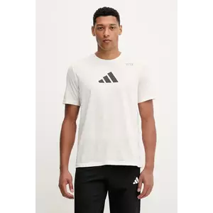 adidas Performance tricou de antrenament Category Training Graphic culoarea bej, cu imprimeu, JM8976 imagine