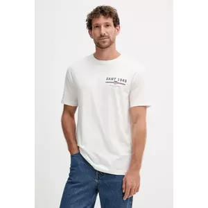 Gant tricou din bumbac culoarea alb, cu imprimeu, 2067044 imagine