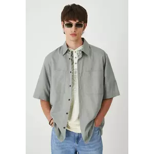 Medicine cămașă culoarea verde, cu guler clasic, relaxed imagine