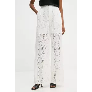Answear.LAB pantaloni culoarea alb, drept, high waist imagine