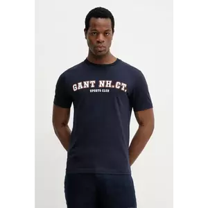 Gant tricou din bumbac culoarea albastru marin, cu imprimeu, 2003345 imagine