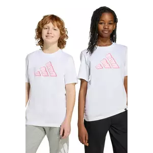 adidas tricou de bumbac pentru copii culoarea alb, cu imprimeu, JV5105 imagine