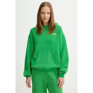 American Vintage bluză culoarea verde, cu glugă, uni, IZU03D imagine