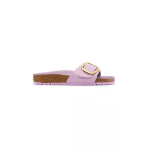 Birkenstock papuci de piele Madrid Big Buckle culoarea violet, 1030296 imagine
