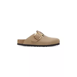 Birkenstock papuci de piele Boston Big Buckle culoarea bej, 1030393 imagine