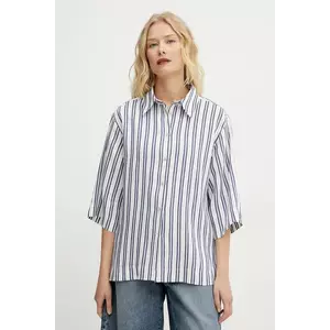 Marella cămașă din amestec de in MANNA femei, culoarea alb, cu guler clasic, relaxed, 2513111144200 imagine