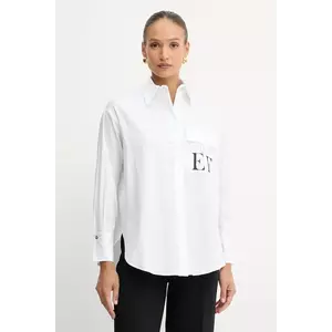 Elisabetta Franchi cămașă din bumbac culoarea alb, cu guler clasic, relaxed, CA12156E2 imagine